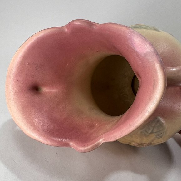 Vtg Hull Art Vase Magnolia Double Handle Ceramic Multicolor Pastel Matte 40s - Picture 5 of 16